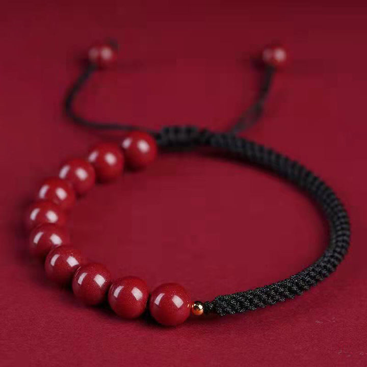 Buddha Stones Natural Cinnabar King Kong Knot Blessing String Bracelet - Cinnabar Black String - 8mm - image 19