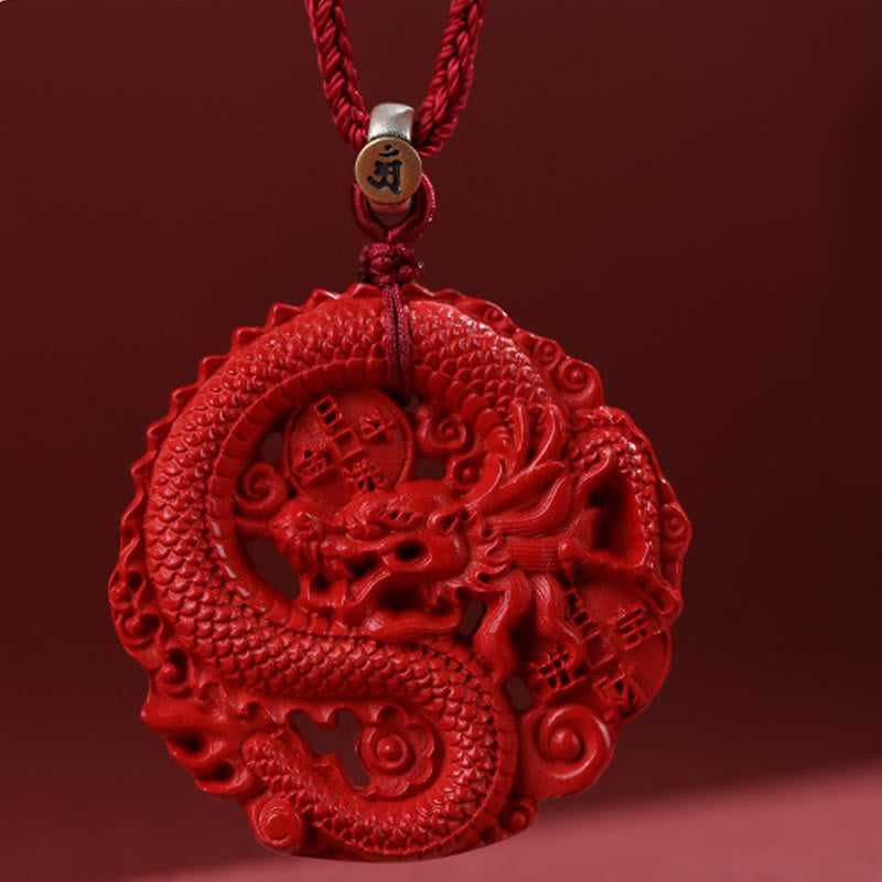 Buddha Stones Year of the Dragon 925 Sterling Silver Natural Cinnabar Copper Coin Luck Necklace Pendant - image 7