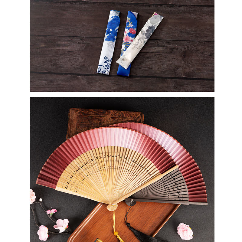 Buddha Stones Gradient Handheld Bamboo Folding Fan - image 24