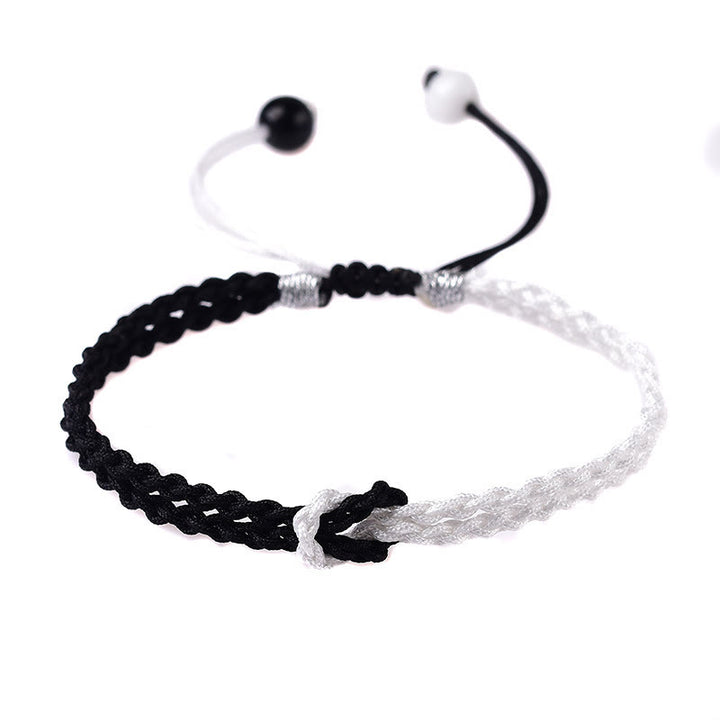 Buddha Stones Handmade Black White Rope Braided Healing Bracelet - image 5