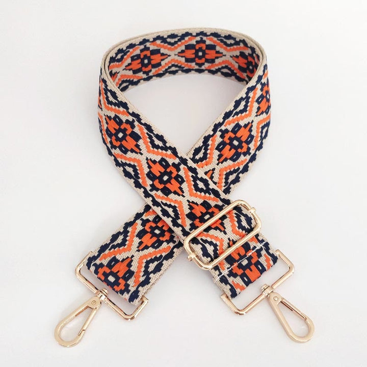 Buddha Stones Multicolor Embroidered Shoulder Bag Straps - Dark Blue Orange Beige - image 17