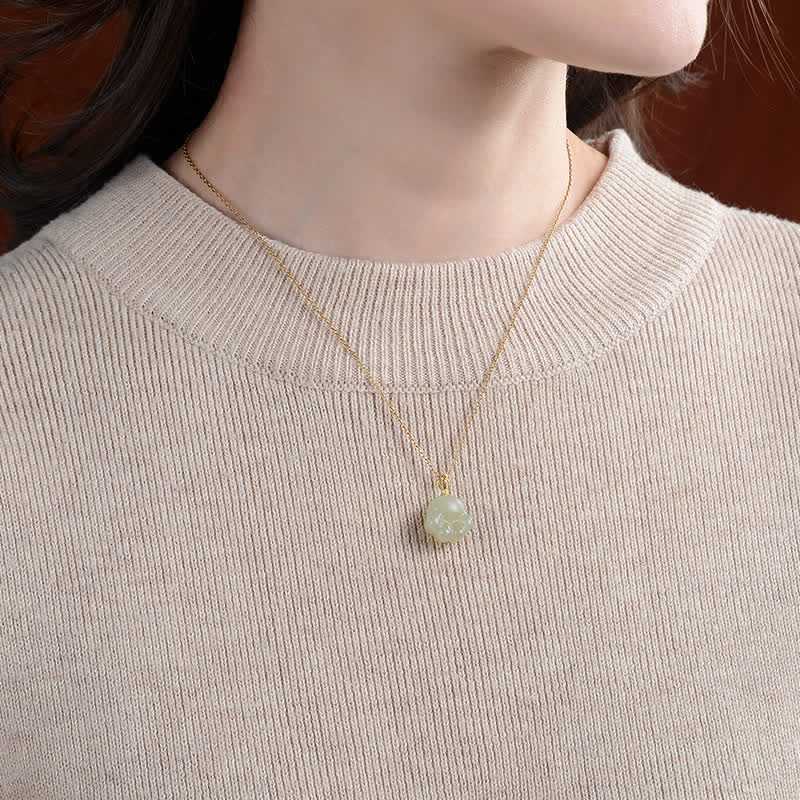 Buddha Stones 925 Sterling Silver Hetian White Jade Cute Cat Paw Luck Necklace Pendant - image 2