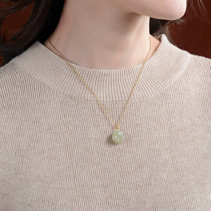Buddha Stones 925 Sterling Silver Hetian White Jade Cute Cat Paw Luck Necklace Pendant - image 2