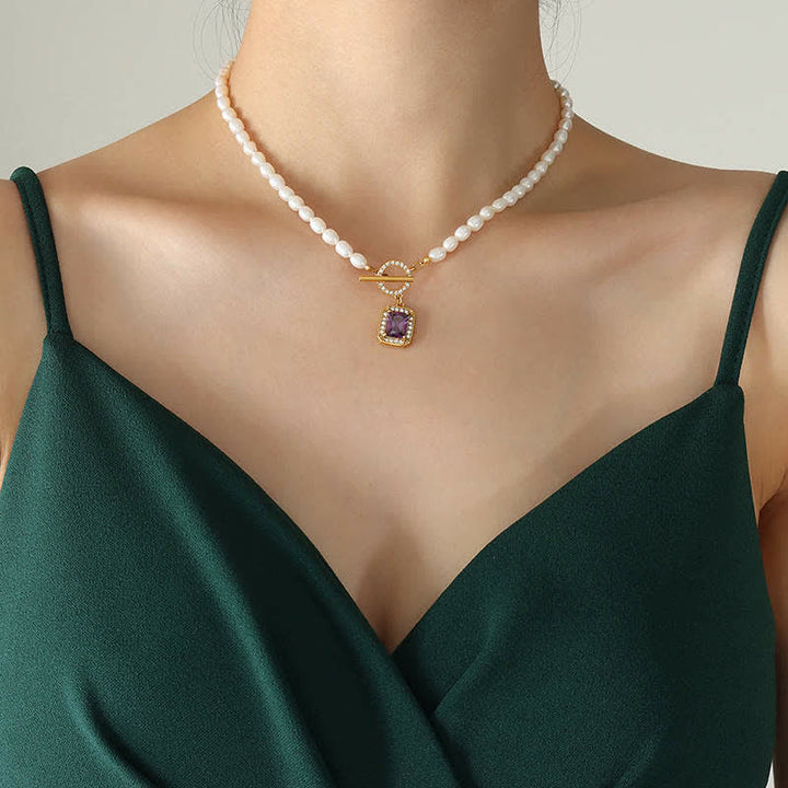 Pearl Zircon Wealth Charm Necklace Pendant - image 4
