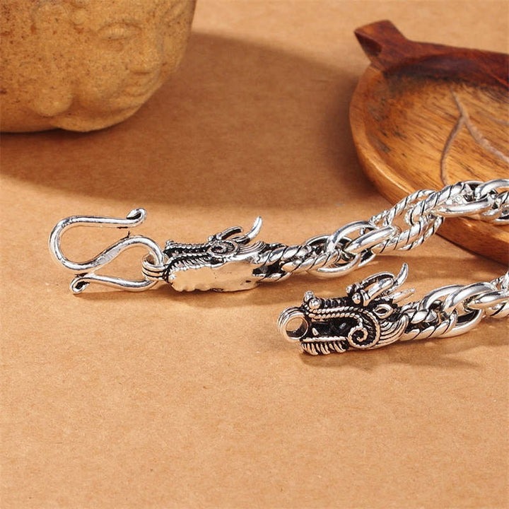 Buddha Stones 925 Sterling Silver Dragon Luck Protection Bracelet - image 5