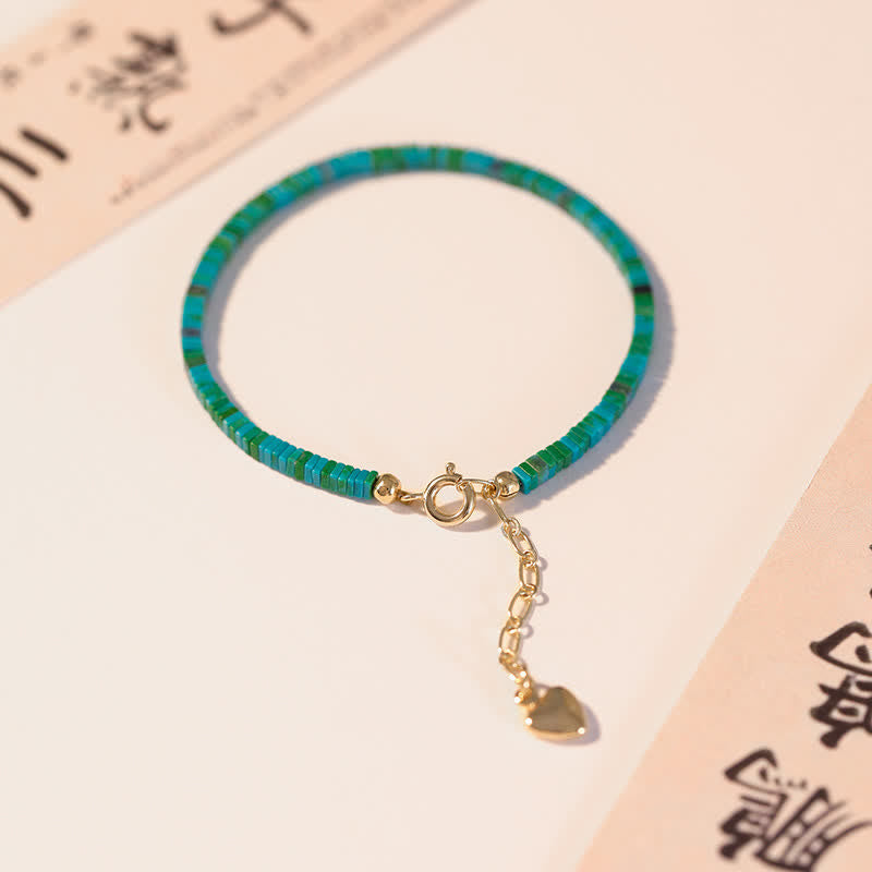 Buddha Stones Turquoise Beaded Friendship Strength Chain Bracelet - Green - image 1