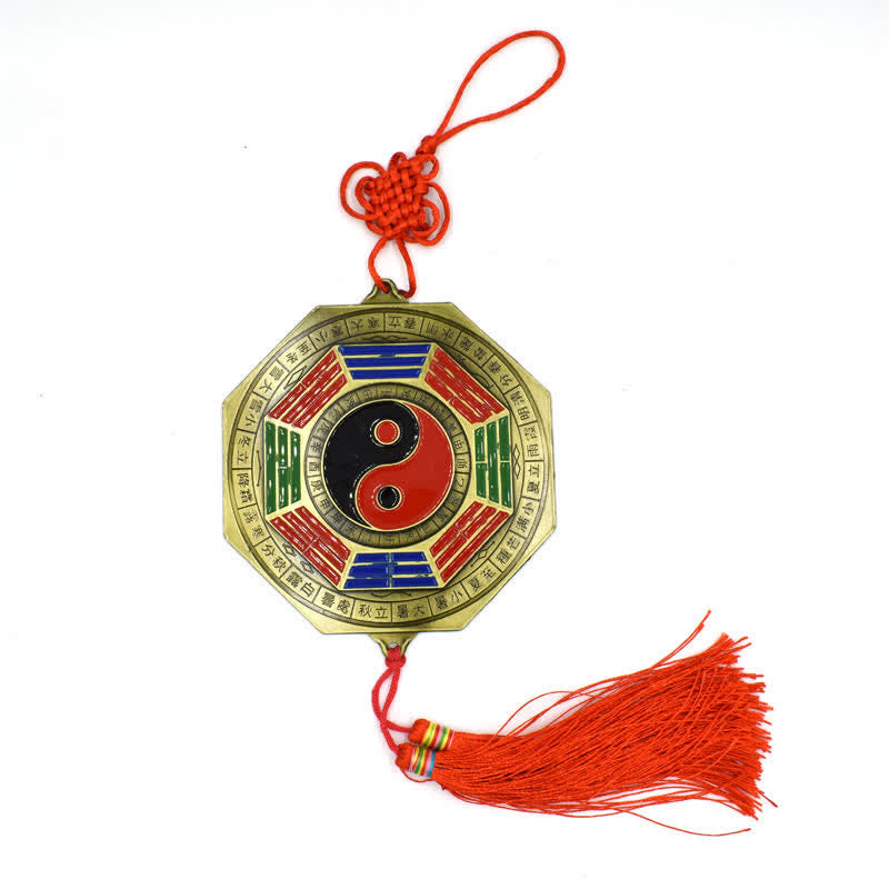 Feng Shui Bagua Map Five-Emperor Coins Chinese Knotting Harmony Energy Map - Bagua Map - 15cm - image 0
