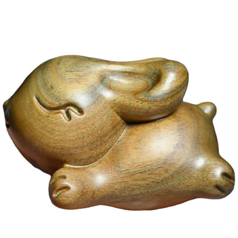 Buddha Stones Green Sandalwood Small Mini Cute Rabbit Bunny Peace Decorations - image 20