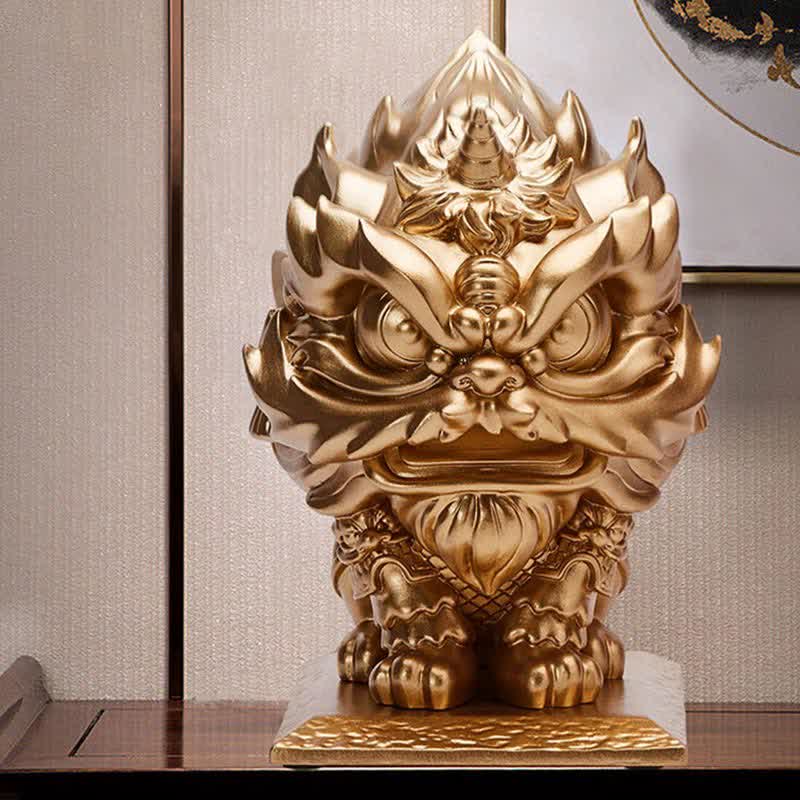 Buddha Stones Lion Statue Strength Resin Home Office Decoration - Gold - image 1