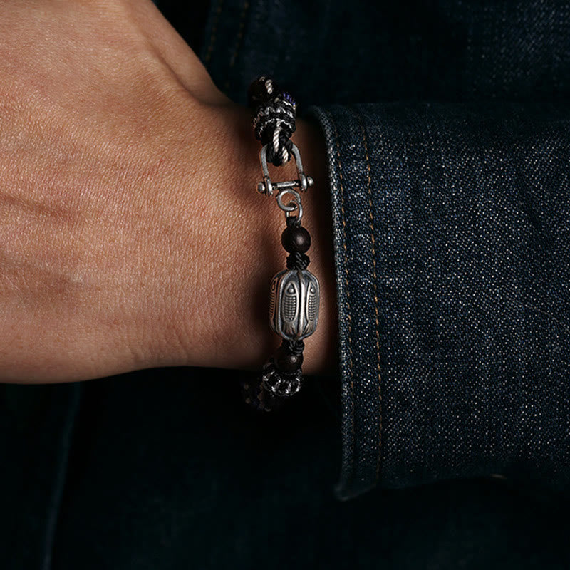 Buddha Stones 925 Sterling Silver Koi Fish Wealth Reincarnation Knot Braid String Bracelet - image 6