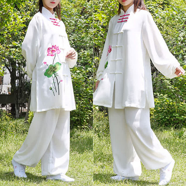 Buddha Stones Lotus Flower Leaf Pattern Tai Chi Meditation Prayer Spiritual Zen Practice Clothing Women's Set - image 11