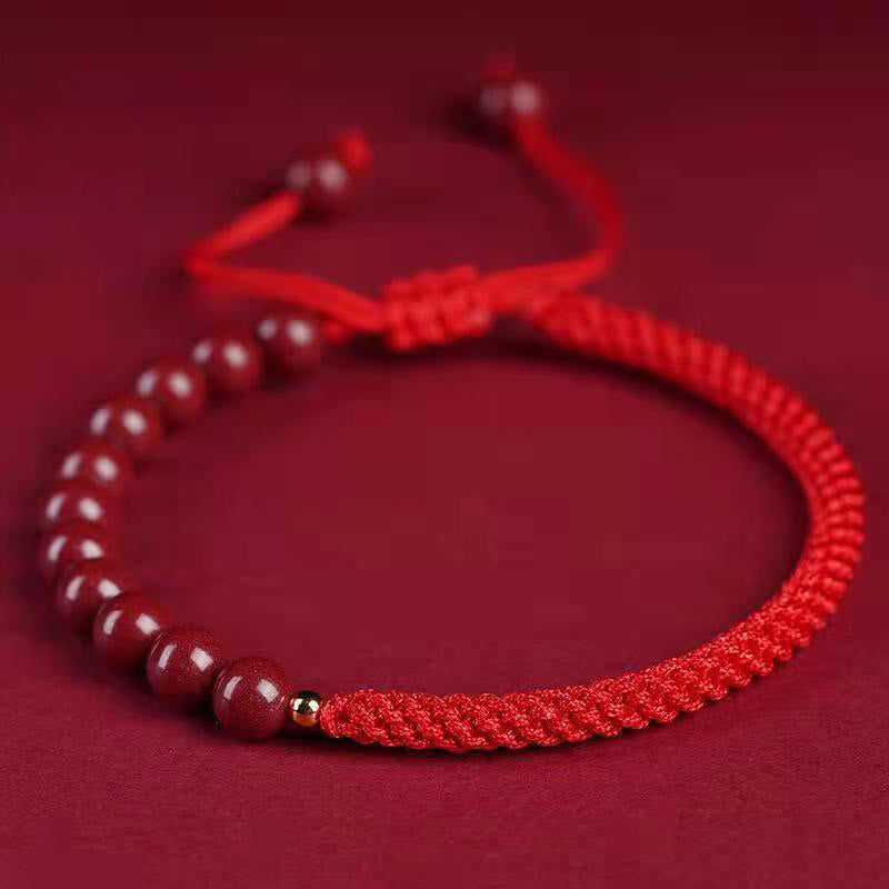 Buddha Stones Natural Cinnabar King Kong Knot Blessing String Bracelet - Cinnabar Red String - 6mm - image 14