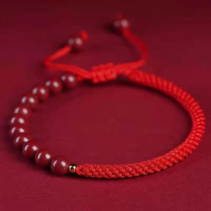 Buddha Stones Natural Cinnabar King Kong Knot Blessing String Bracelet - Cinnabar Red String - 6mm - image 14