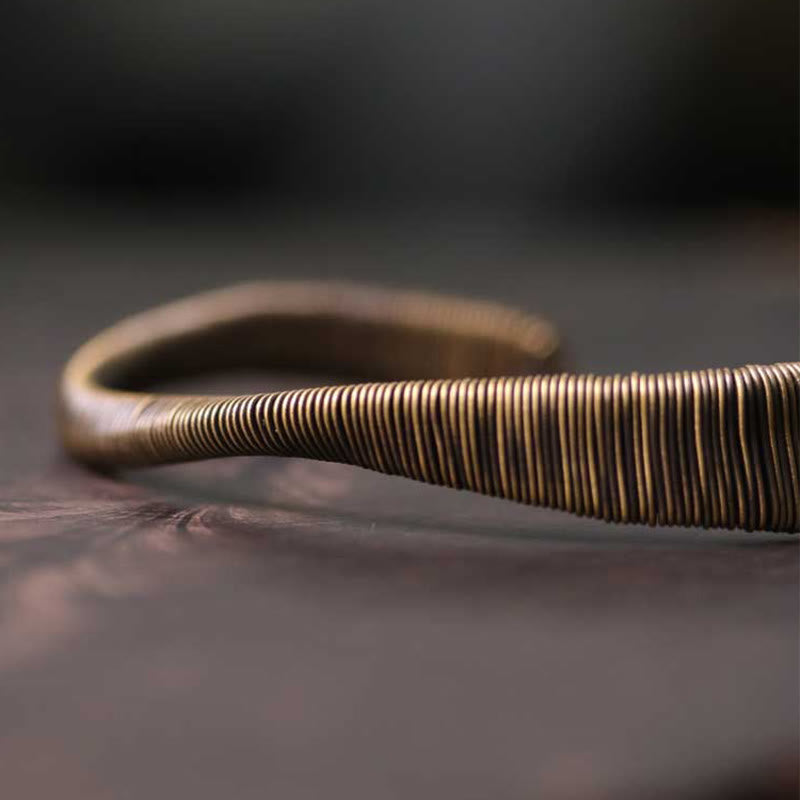 Buddha Stones Simple Design Wrapped Copper Luck Wealth Adjustable Cuff Bracelet - image 10