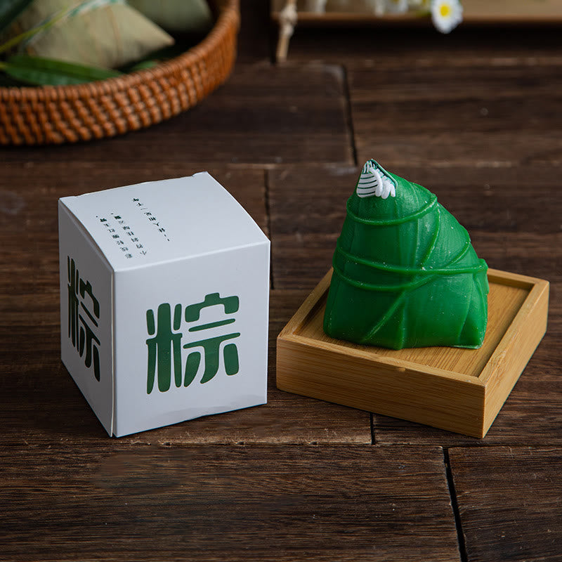 Buddha Stones Dragon Boat Festival Zongzi Pattern Scented Candle Gift For Family Friends - Light Green(Bamboo Fragrance) - image 9