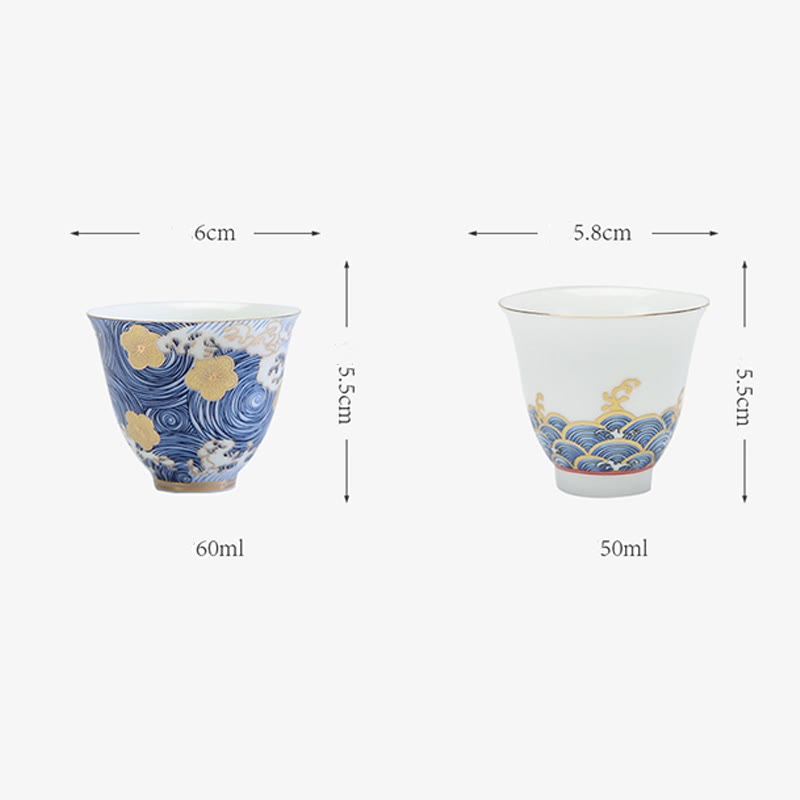 Buddha Stones Vintage Ocean Sea Waves Ceramic Teacup Tea Cups - image 12