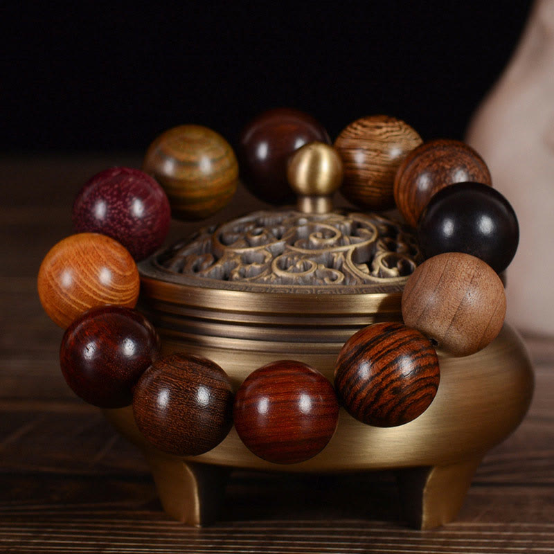 Buddha Stones Multicolored Sandalwood Protection Healing Bracelet - image 3