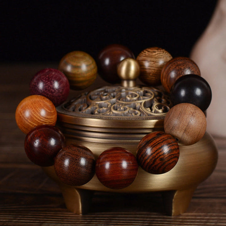 Buddha Stones Multicolored Sandalwood Protection Healing Bracelet - image 3