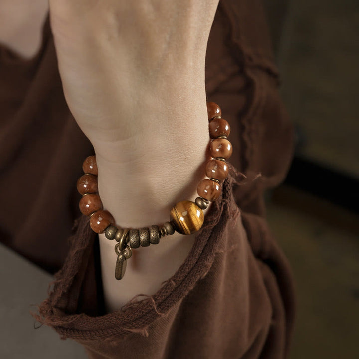 Buddha Stones Kuka Seed Tiger Eye Gold Sheen Obsidian Copper Wealth Luck Bracelet - image 4