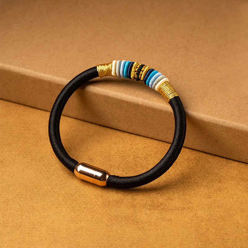 Buddha Stones Tibetan Handmade King Kong Knot Protection Magnetic Buckle Braided Bracelet - Black Rope Classic Knot Design - 19cm-21cm - image 11