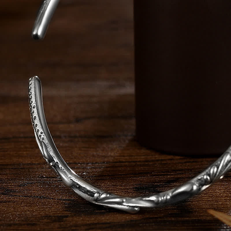 Buddha Stones 925 Sterling Silver Handmade Vines Engraved Protection Bracelet Bangle - image 7