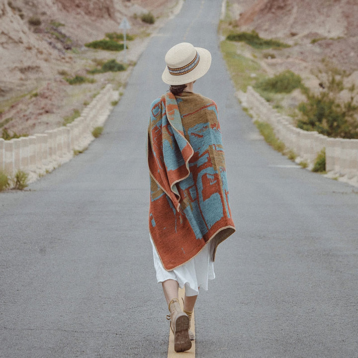 Tibetan Orange Shawl Warm Cloak Scarf - image 2