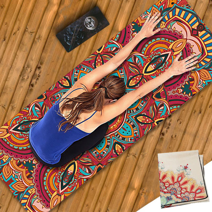 Buddha Stones Tibetan Mandala Elephant Lotus Koi Fish Mindful Natural Rubber Yoga Mat Decoration - Colorful Mandala - image 0