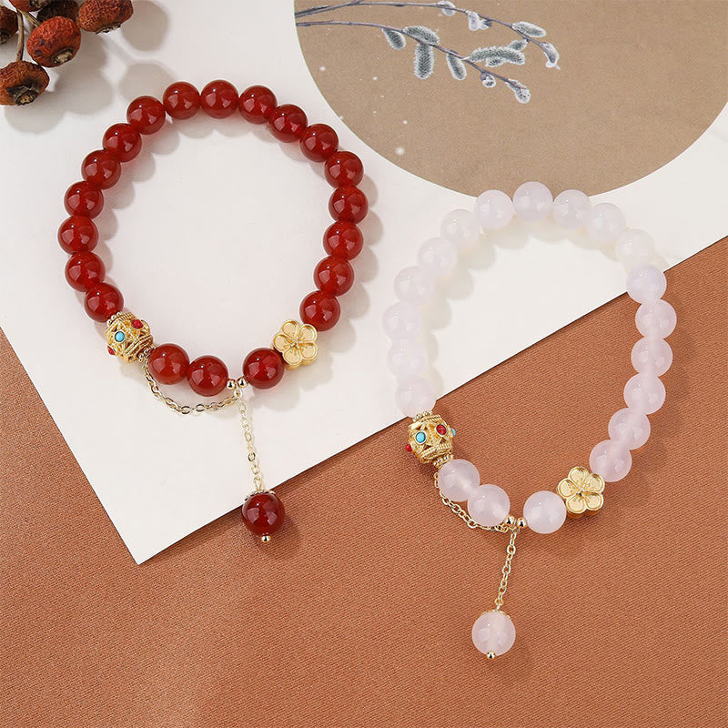 Buddha Stones Natural Red Agate White Agate Peach Blossom Self-acceptance Bracelet - image 0