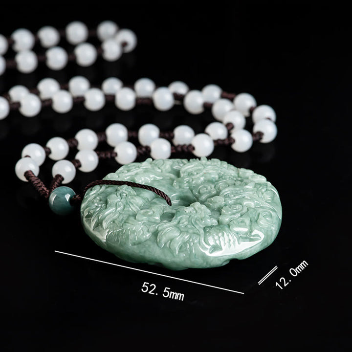 Buddha Stones Year of the Dragon Natural Jade Nine Dragons Peace Buckle Protection Necklace Pendant - image 7