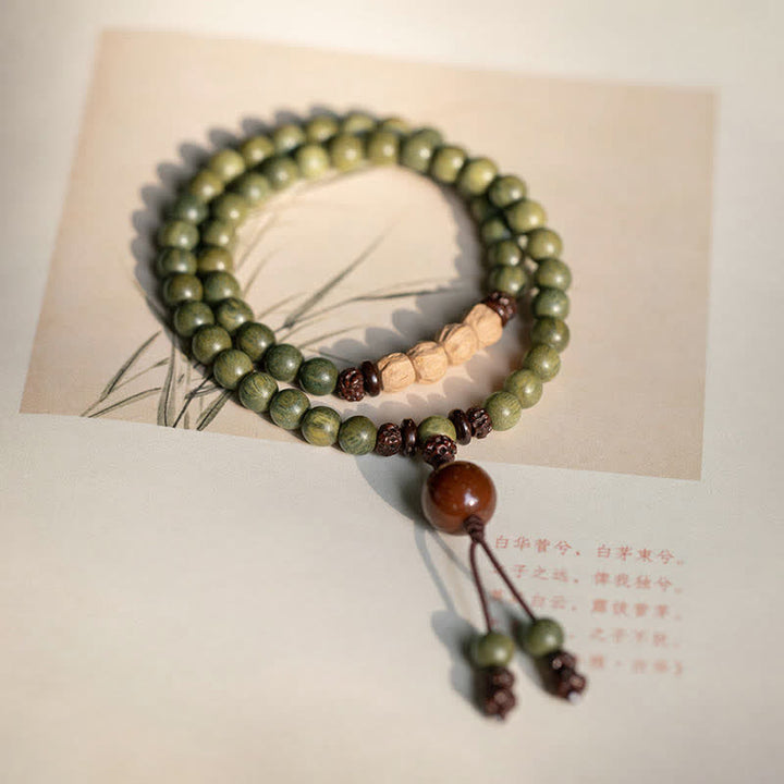 Buddha Stones Green Sandalwood Positive Peace Bracelet - 6mm - 18cm - image 4