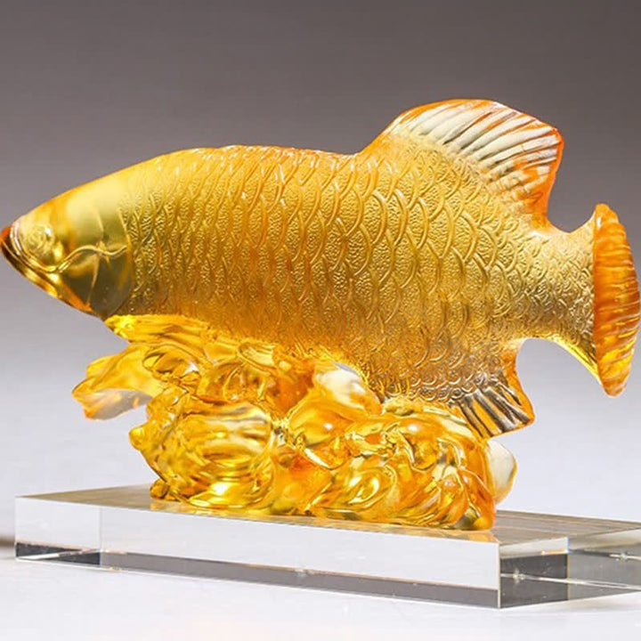 Handmade Liuli Crystal Koi Fish Art Piece Luck Home Office Decoration - image 13