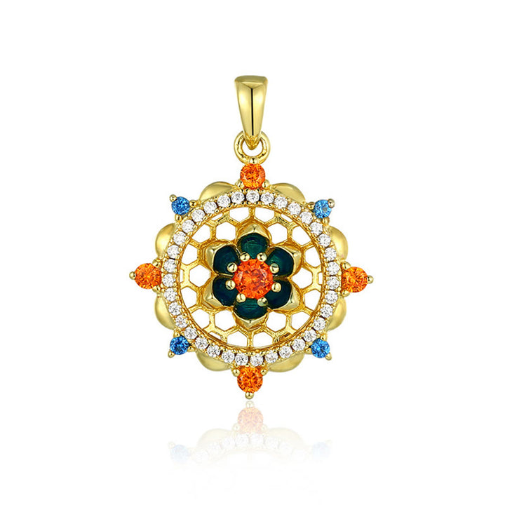 Buddha Stones 925 Sterling Silver Lotus Flower Colorful Zircon New Beginning Necklace Pendant - image 8