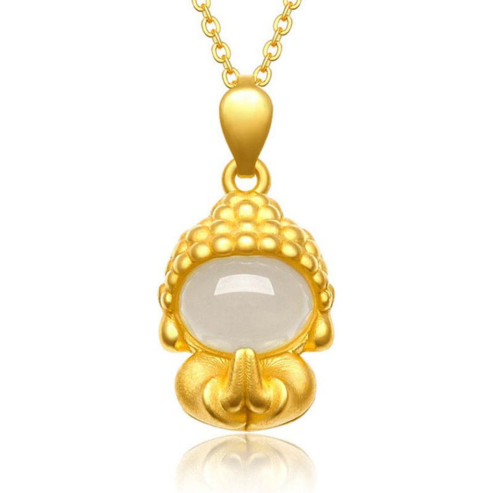 Buddha Stones White Jade Buddha Success Pendant Necklace - White Jade - image 0