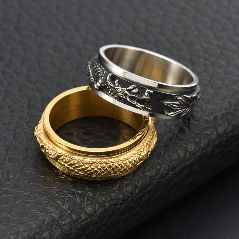 Buddha Stones Dragon Titanium Steel Stimulation Rotatable Ring - image 7