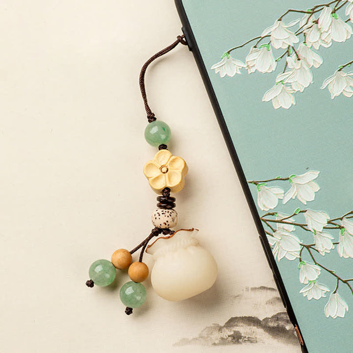 Buddha Stones Natural Bodhi Seed Money Bag Flower Blessing Prosperity Keychain - image 14