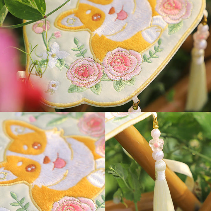 Buddha Stones Embroidery Lucky Panda Cat Shiba Inu Deer Rabbit Fox Flower Cute Animal Hanfu Bag Crossbody Bag Shoulder Bag - image 24