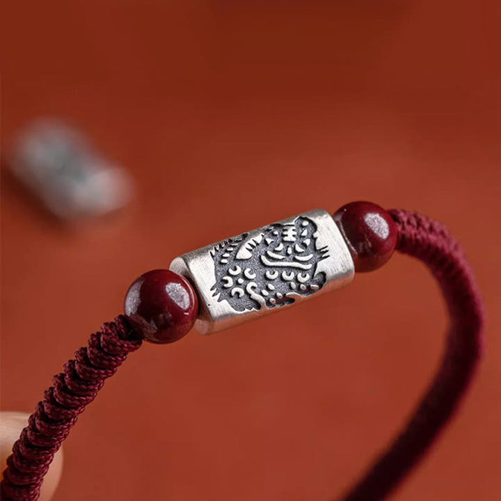 Buddha Stones 925 Sterling Silver 12 Chinese Zodiac Cinnabar String Bracelet - image 6