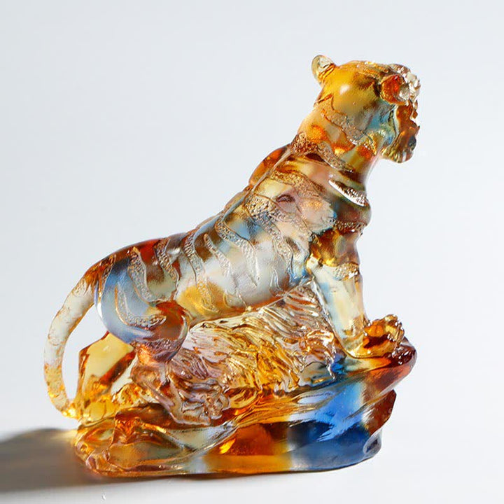Handmade Liuli Crystal Tiger Art Piece Protection Home Decoration - image 4