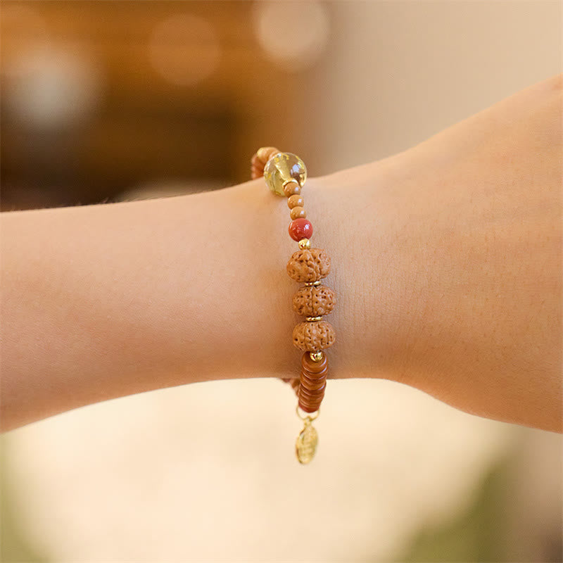 Buddha Stones Tibetan Bodhi Seed Black Onyx Smoky Quartz Om Mani Padme Hum Fu Character Wealth Bracelet - image 7