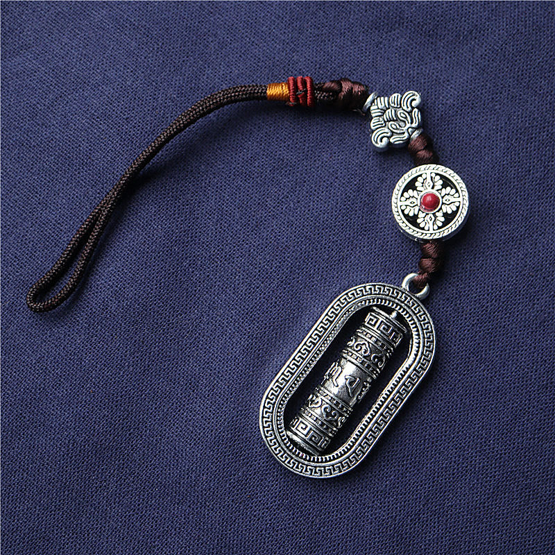 Buddha Stones Tibet Om Mani Padme Hum Prayer Wheel Peace Rotatable Car Hanging Decoration - Om Mani Padme Hum(Love♥Focus) - image 0