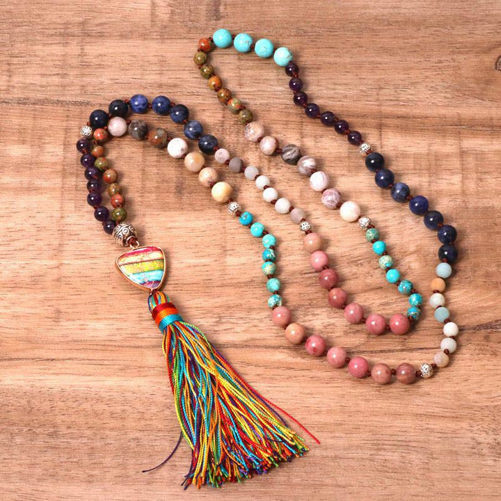 Tibetan Turquoise Lazurite Zebra Jasper Balance Necklace - Turquoise&Lazurite&Zebra Jasper&Amethyst - image 0