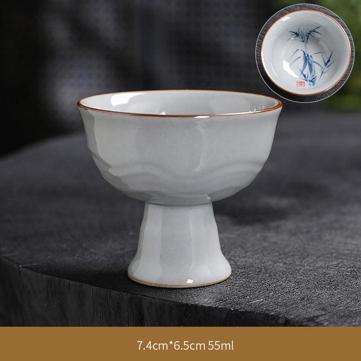 Buddha Stones Lotus Flower Leaf Bamboo Ceramic Teacup Kung Fu Tea Cups - Bamboo - 7.4cm*6.5cm*55ml - image 31