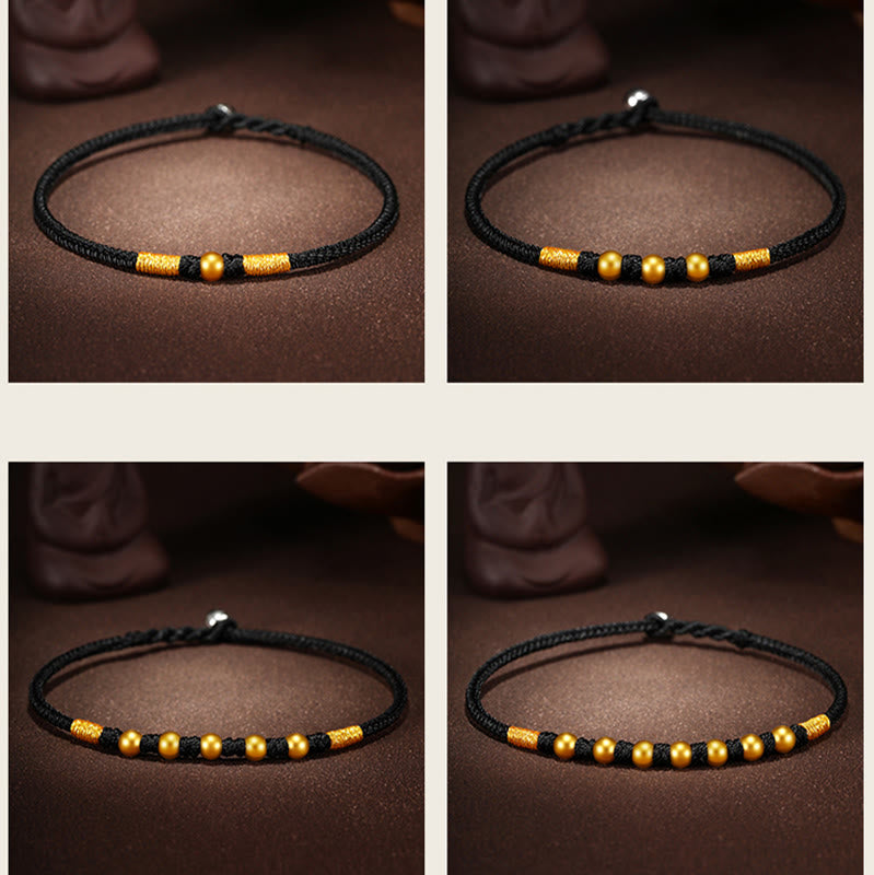 Buddha Stones 999 Gold Beads Luck King Kong Knot Handmade Braided Protection Bracelet - image 23