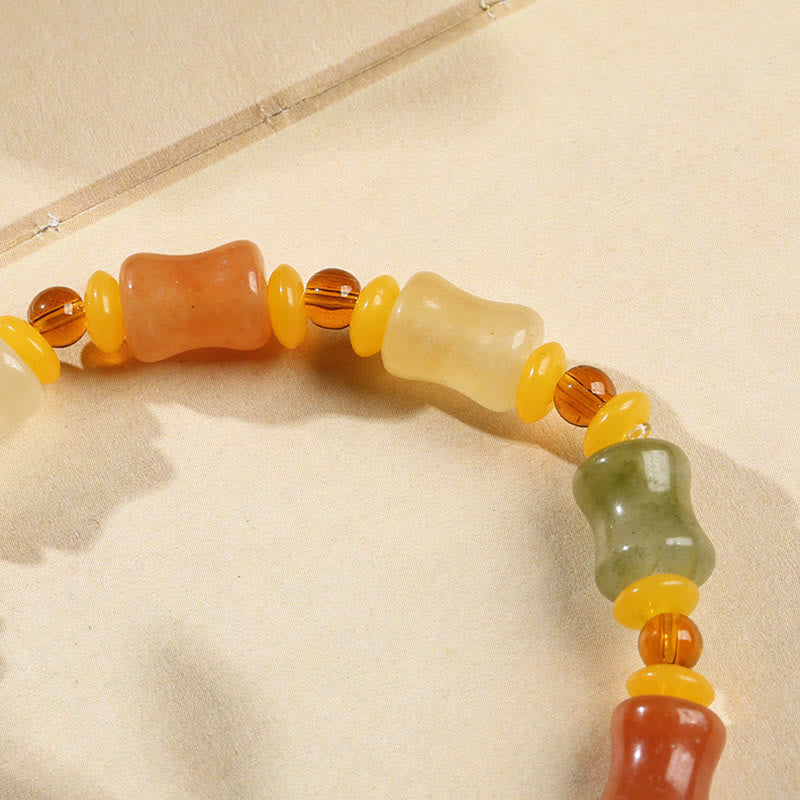 Buddha Stones Natural Golden Silk Jade Gourd Wealth Charm Bracelet - image 2