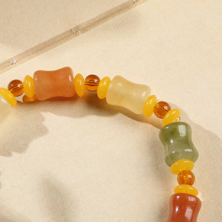 Buddha Stones Natural Golden Silk Jade Gourd Wealth Charm Bracelet - image 2