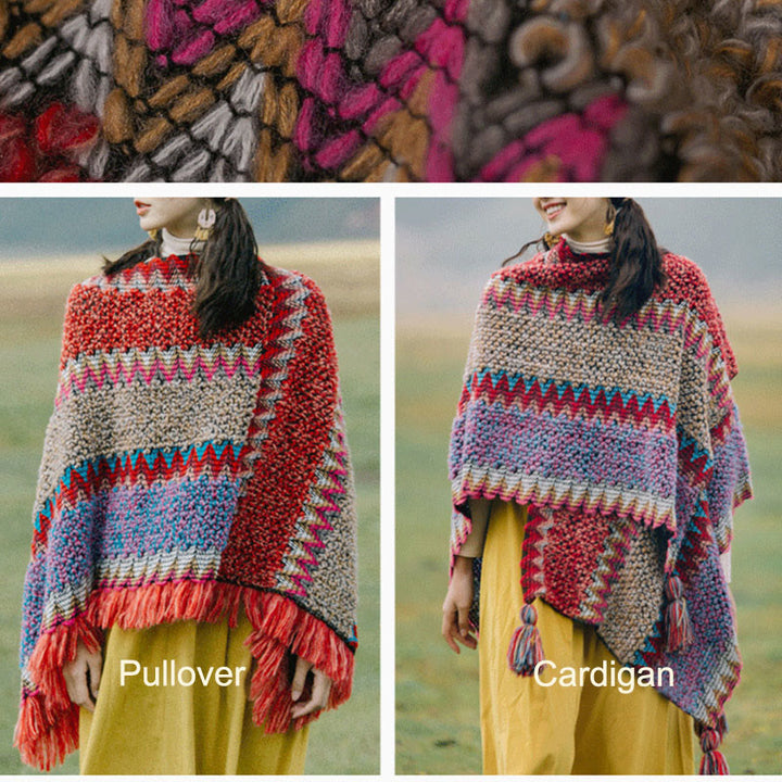 Buddha Stones Tibetan Shawl Knitting Warm Cloak Tibetan Tassel Scarf - image 15