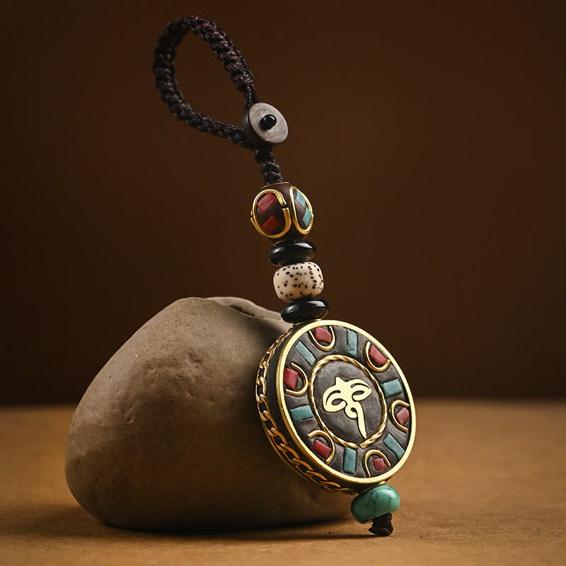 Buddha Stones Tibetan Om Mani Padme Hum Bodhi Seed Peace Key Chain - Wisdom Eye Pattern - image 8