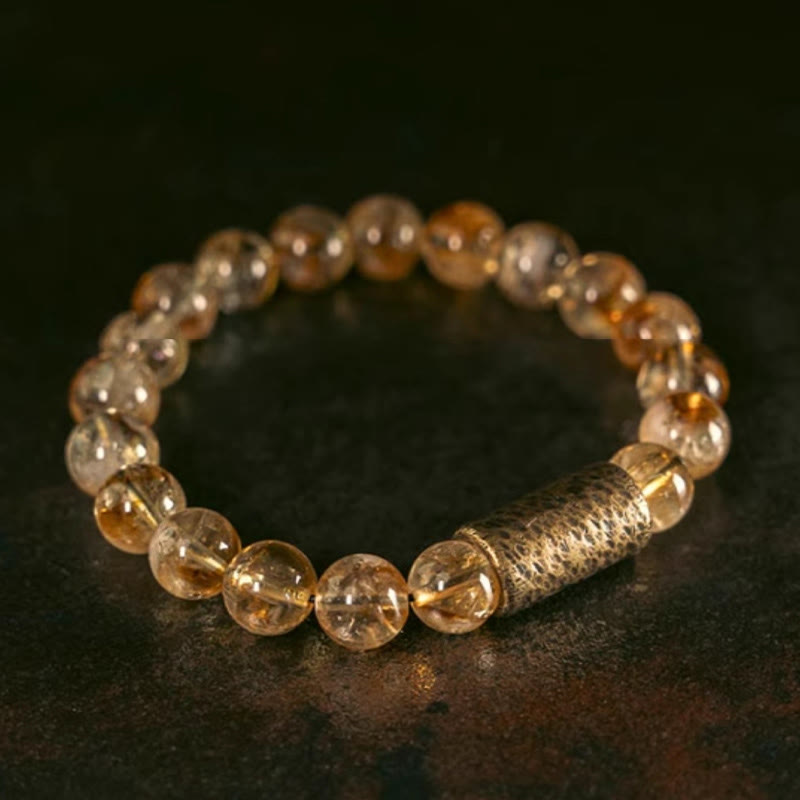 Buddha Stones Natural Citrine Crystal Brass Bead Protection Bracelet - image 2