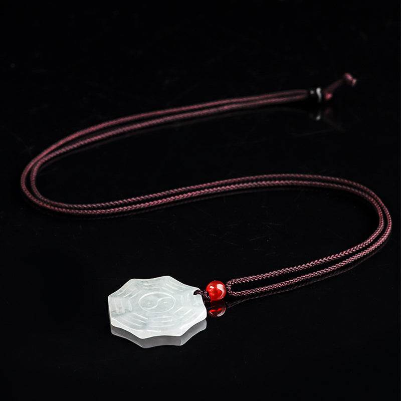 Buddha Stones Natural Jade Bagua Yin Yang Luck Necklace Pendant - image 6