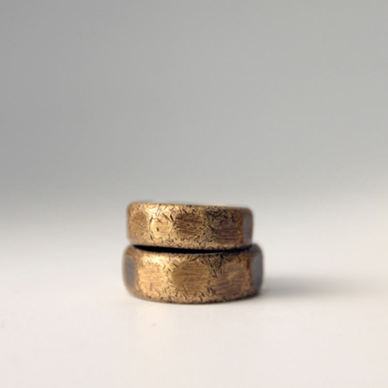 Buddha Stones Tibetan Simple Design Copper Brass Frosted Wealth Ring - image 19